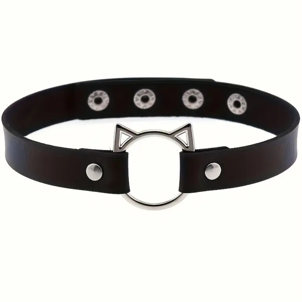 Black Choker with Cat Ears Pendant
